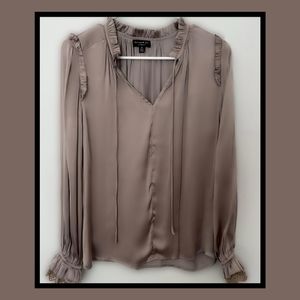 Current Air Los Angeles Ruffle Lace Trim Long Sleeve Top